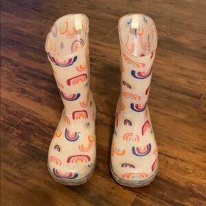 Toddler 9 Girls Rain Boots with Rainbows